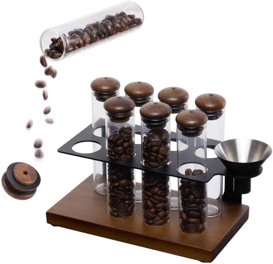Coffee Bean Cellar Tubes Single Dose Set of 8 Borosilicate Glass Sealing Tubes for Espresso Enthusiasts and V1258-DP02-C-2074