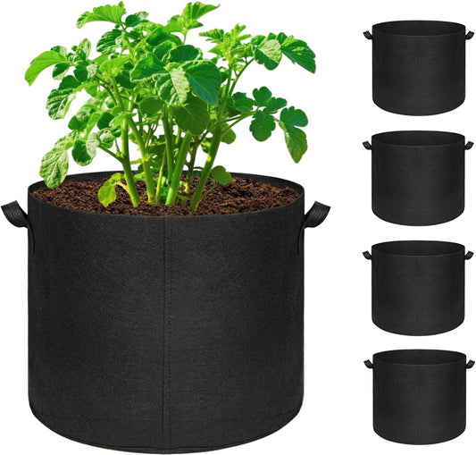 5-Pack 20 Gallon Grow Bags, Large Nonwoven Fabric Pots with Handles for Planting Fruits, Vegetables, Flowers V1258-DP02-C-2076