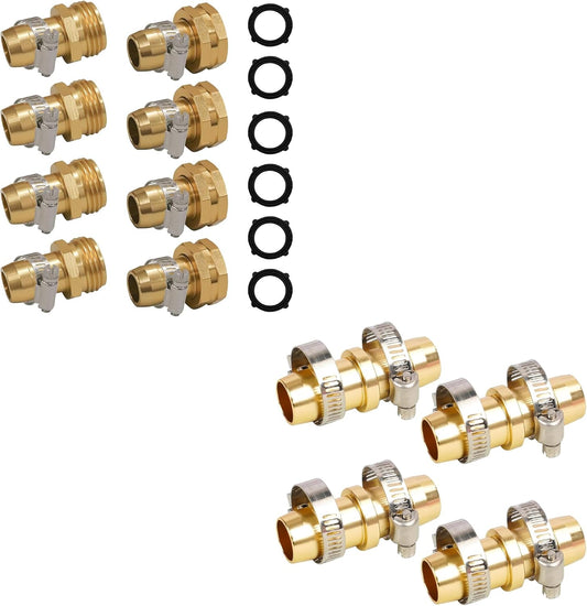 Garden Hose Repair Connector with Clamps + Hose Repair Kit V1258-DP02-C-208