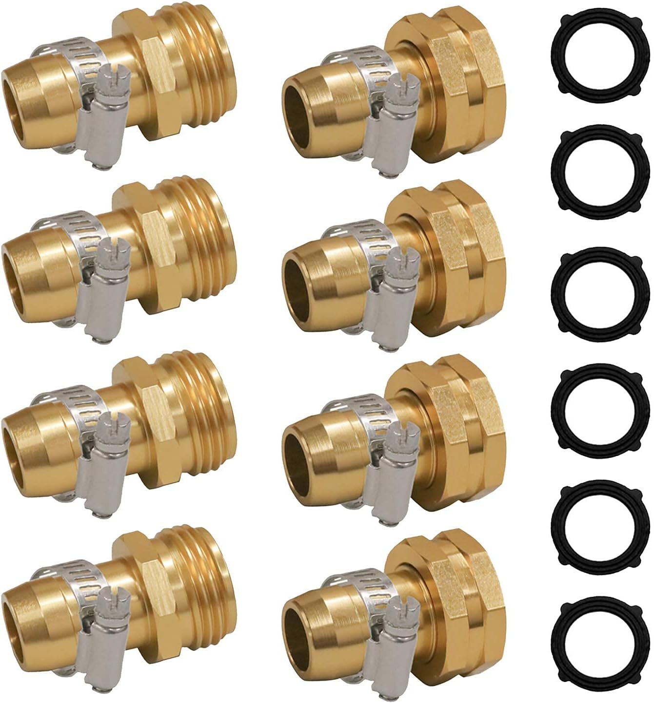 Garden Hose Repair Connector with Clamps + Hose Repair Kit V1258-DP02-C-208