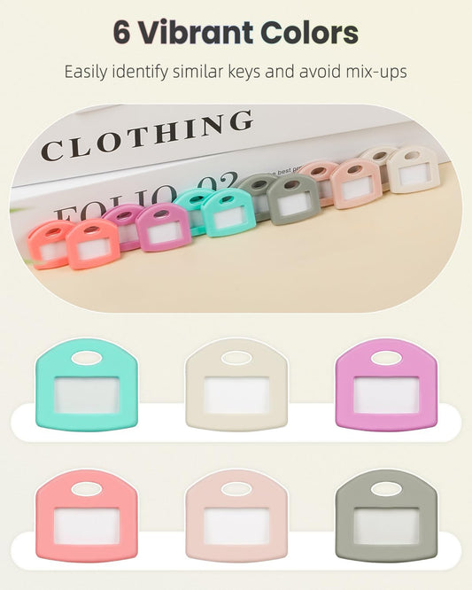 37 Pcs Key Covers Caps 1 Inch Key Covers Protectors with Clear Windows and Blank Paper Labels, Soft Key V1258-DP02-C-2081