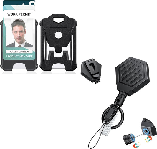 Heavy Duty Retractable Keychain with Magnetic Closure Retractable Badge Reel with Vertical Hard Plastic Case V1258-DP02-C-2085