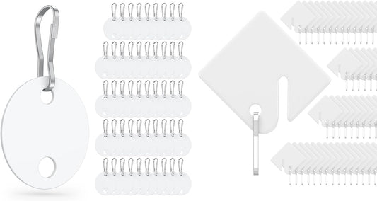 50 Pcs Key Tags 1 Inch Plastic Key Chain Tags and 50 Pcs Rack Key Tags 1.5 Inch Slotted Tags with Metal Snap V1258-DP02-C-2086