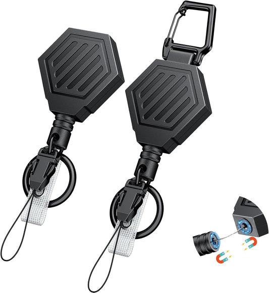 2 Pack Heavy Duty Retractable Keychain with Magnetic Closure Retractable Badge Reel for up to 16 oz Magnetic V1258-DP02-C-2087