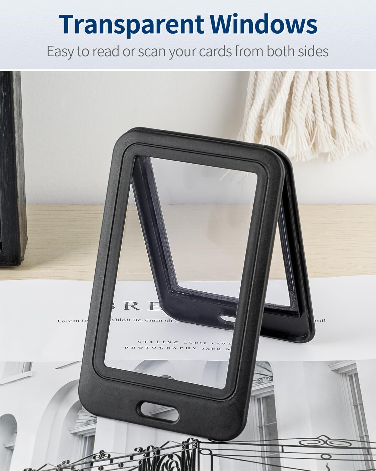 12 Pack ID Badge Holder with Double-Sided Windows Vertical Hard Plastic Case Black Card Protector Pouch, 4 V1258-DP02-C-2088