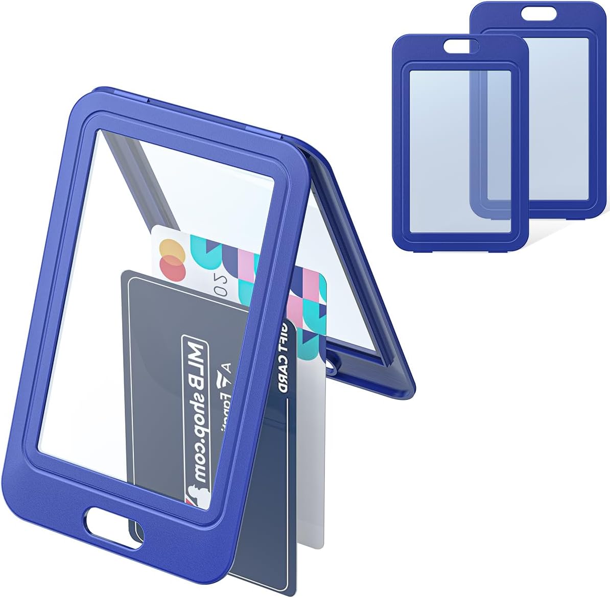 12 Pack ID Badge Holder with Double-Sided Windows Vertical Hard Plastic Case Black Card Protector Pouch, 4 V1258-DP02-C-2088