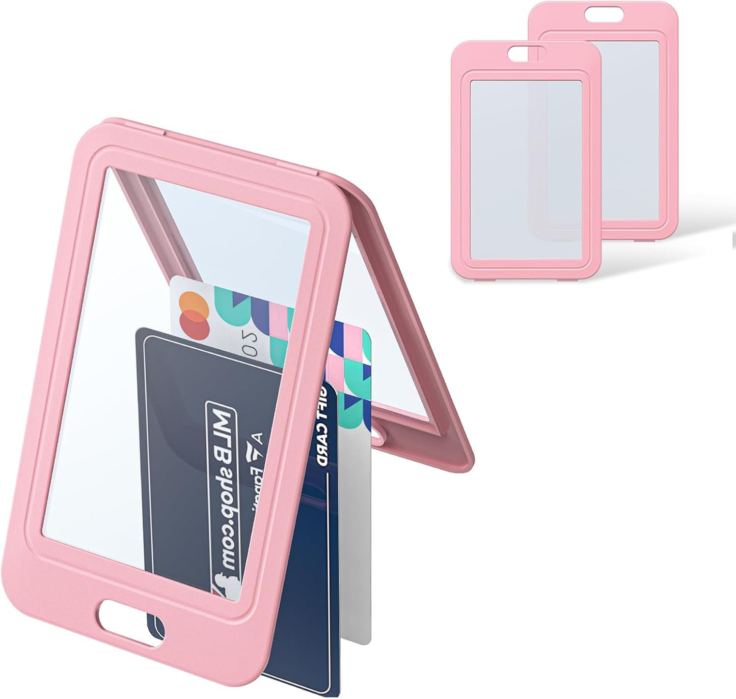 12 Pack ID Badge Holder with Double-Sided Windows Vertical Hard Plastic Case Black Card Protector Pouch, 4 V1258-DP02-C-2088