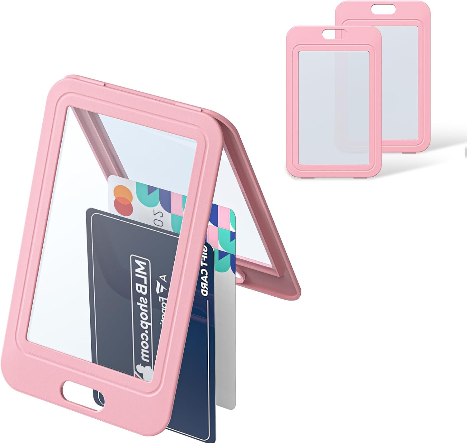 12 Pack ID Badge Holder with Double-Sided Windows Vertical Hard Plastic Case Black Card Protector Pouch, 4 V1258-DP02-C-2088