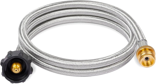 Propane Hose Adapter & 5 FT Braided Hose for Buddy Heaters, Coleman Stoves, Blackstone 17" 22" Tabletop V1258-DP02-C-209