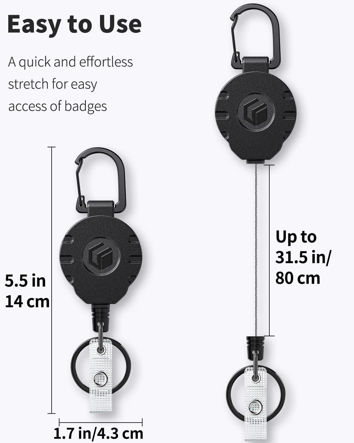 2 Pack Retractable Keychain and Adjustable Lanyard with Retractable Badge Reel Quick-Release Buckle with V1258-DP02-C-2090