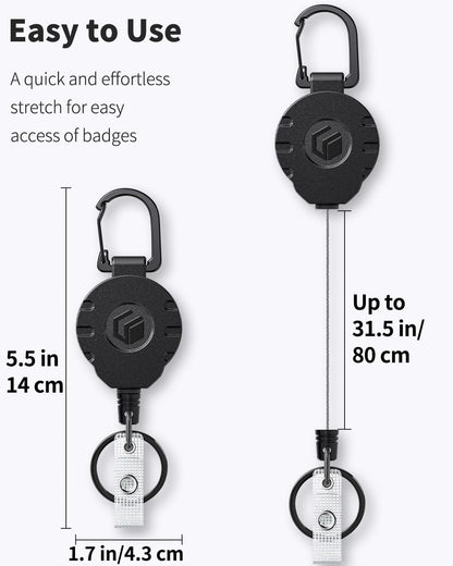 2 Pack Retractable Keychain and Adjustable Lanyard with Retractable Badge Reel Quick-Release Buckle with V1258-DP02-C-2090
