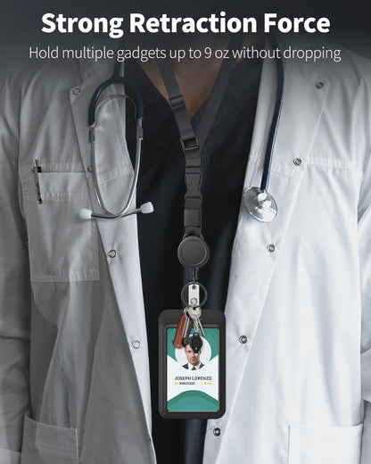2 Pack Retractable Keychain and Adjustable Lanyard with Retractable Badge Reel Quick-Release Buckle with V1258-DP02-C-2090