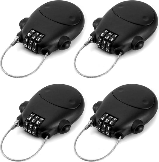Retractable Cable Lock, 4 Pack Security Password Lock Steel Cable Luggage Locks V1258-DP02-C-2103
