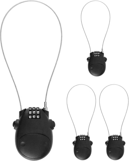 Retractable Cable Lock, 4 Pack Security Password Lock Steel Cable Luggage Locks V1258-DP02-C-2103