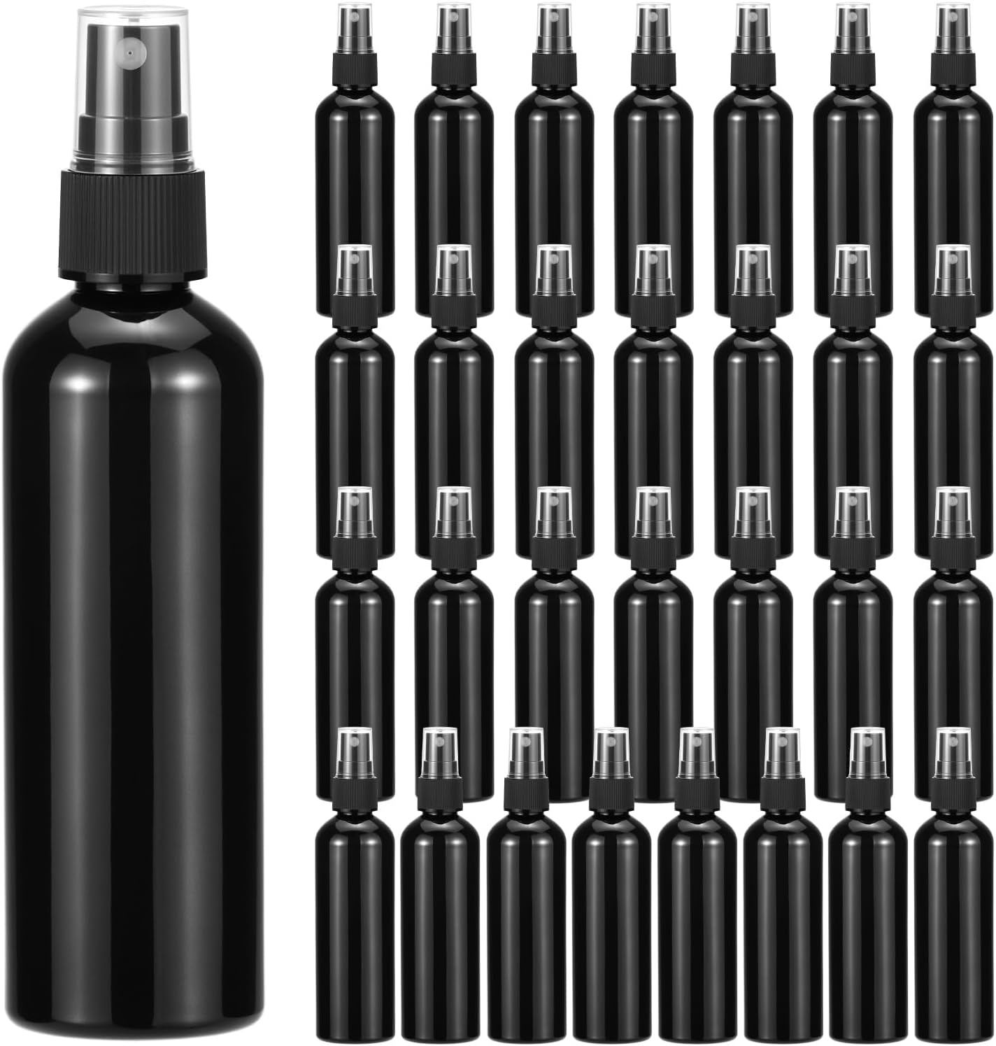 Black Empty Spray Bottles, 30 Pack 4 oz Refillable Plastic Containers with Fine Mist Sprayer for Essential V1258-DP02-C-2105