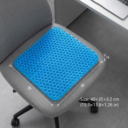 Gel Seat Cushion, Gel Cushion, Cool & Breathable & Non-Slip for Car, Office, Home, Wheelchair (Blue, 40 x 35 V1258-DP02-C-2107