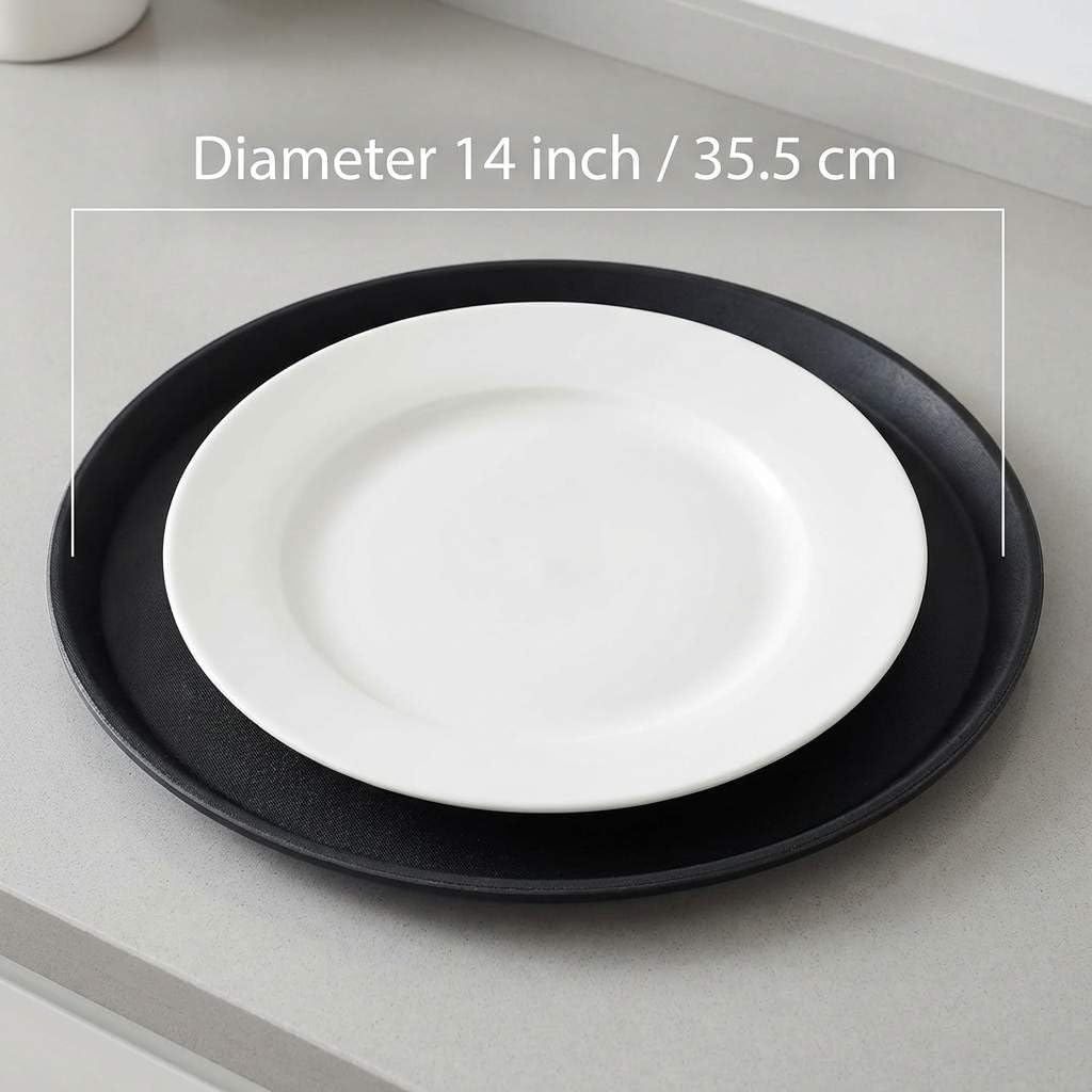 14-Inch Round Non-Slip Serving Tray Set - 4Pack Rubber Surface Drink & Meal Carrier for Home, Cafe & Catering V1258-DP02-C-2108