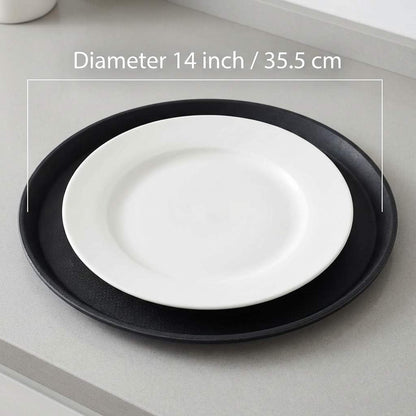 14-Inch Round Non-Slip Serving Tray Set - 4Pack Rubber Surface Drink & Meal Carrier for Home, Cafe & Catering V1258-DP02-C-2108
