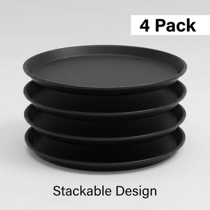 14-Inch Round Non-Slip Serving Tray Set - 4Pack Rubber Surface Drink & Meal Carrier for Home, Cafe & Catering V1258-DP02-C-2108