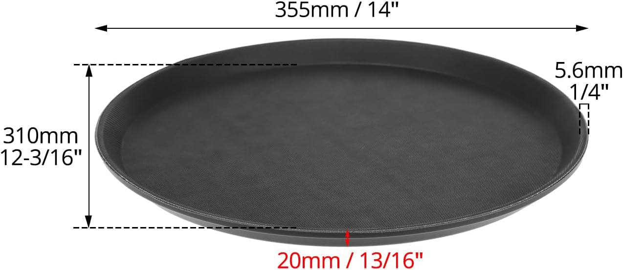 14-Inch Round Non-Slip Serving Tray Set - 4Pack Rubber Surface Drink & Meal Carrier for Home, Cafe & Catering V1258-DP02-C-2108