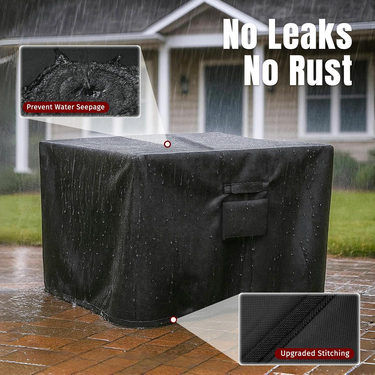 Square Fire Pit Cover, Fits for 28-32 Inch Fire Pit Table, Waterproof and Windproof, 32 x 32 x 24 Inches, V1258-DP02-C-211