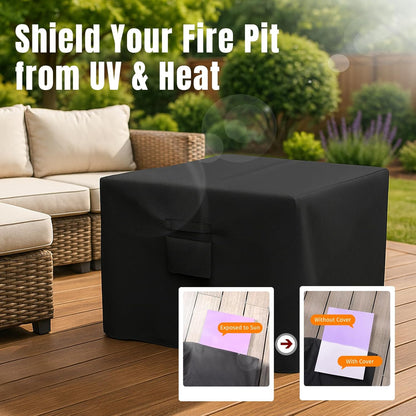 Square Fire Pit Cover, Fits for 28-32 Inch Fire Pit Table, Waterproof and Windproof, 32 x 32 x 24 Inches, V1258-DP02-C-211
