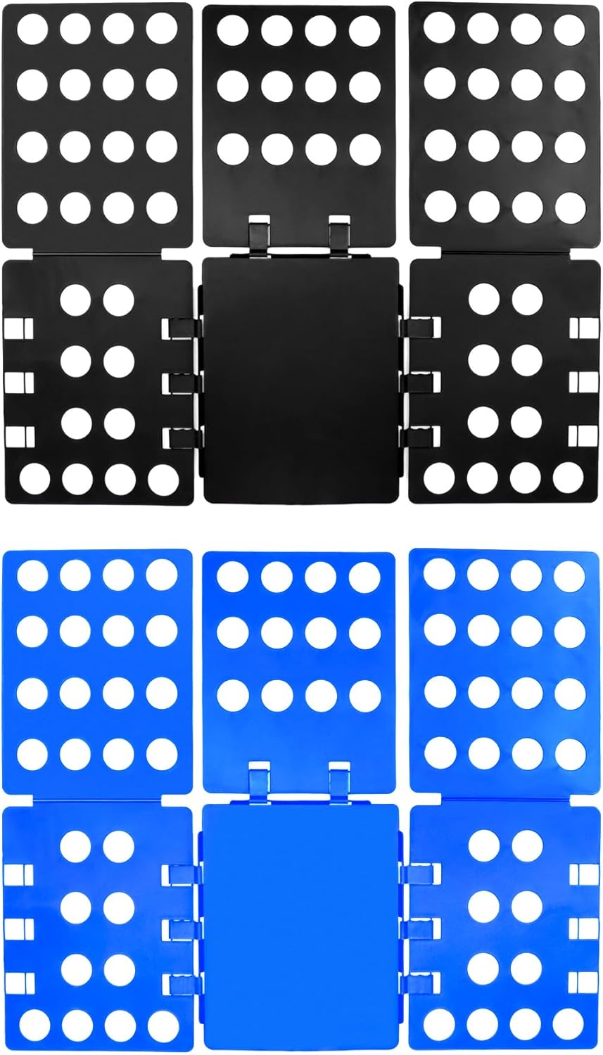 PP Composite Folding Board, 2 Pack Folding Clothes Board - Black + Blue, One-Hand Operation Laundry Folding V1258-DP02-C-2115