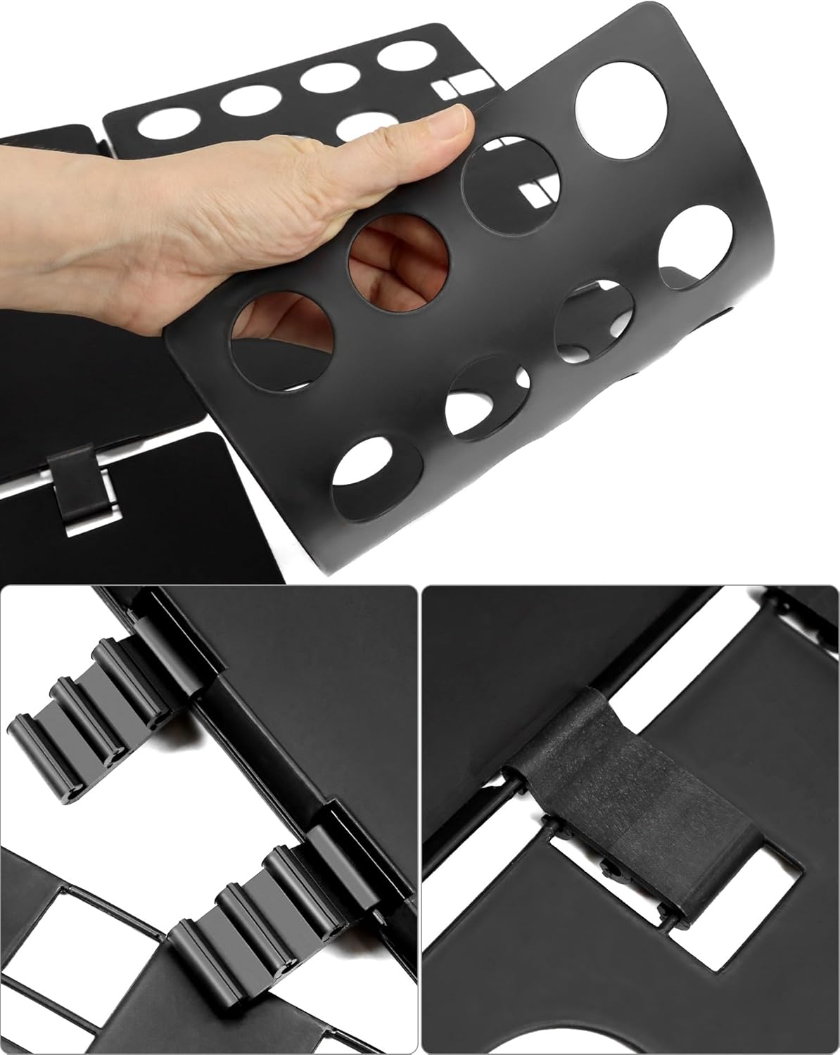 PP Composite Folding Board, 2 Pack Folding Clothes Board - Black + Blue, One-Hand Operation Laundry Folding V1258-DP02-C-2115