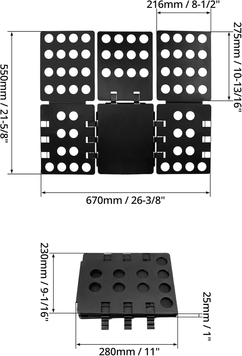 PP Composite Folding Board, 2 Pack Folding Clothes Board - Black + Blue, One-Hand Operation Laundry Folding V1258-DP02-C-2115
