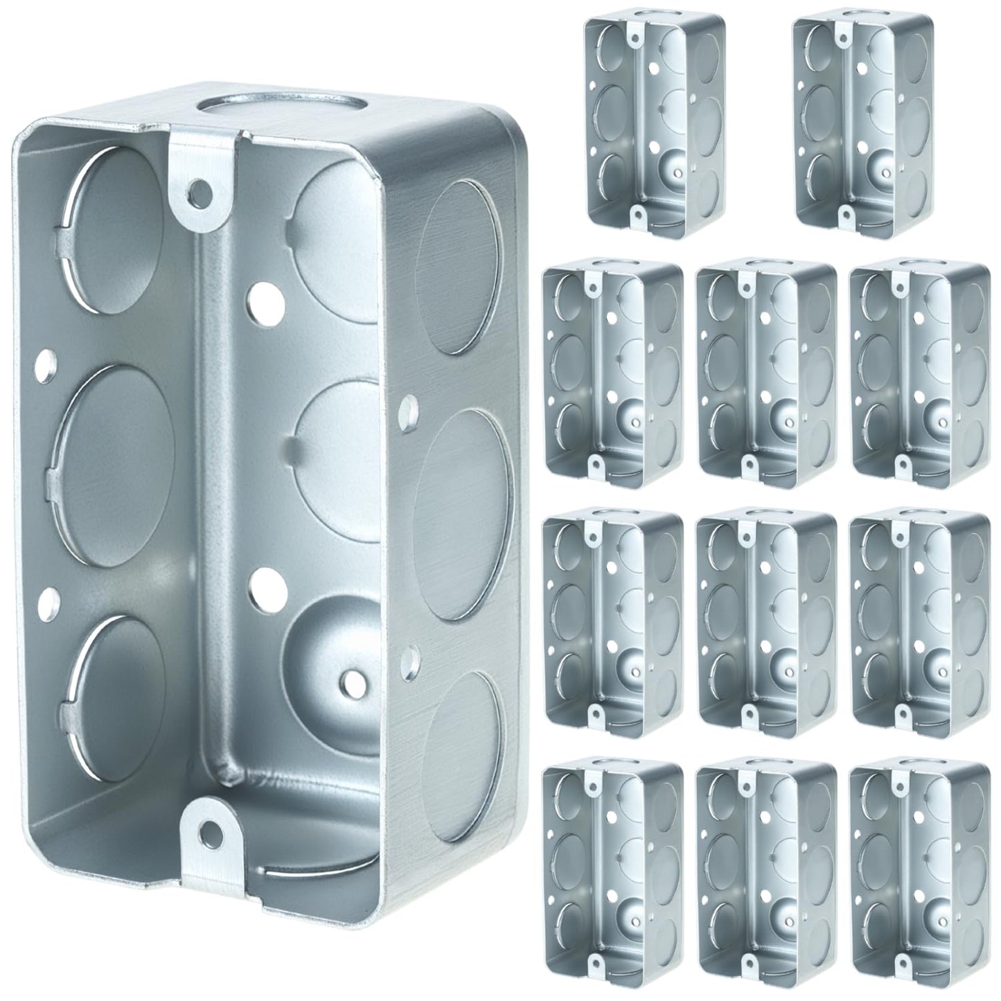 Electrical Box 12-Pack, 4x2 Inch Outlet Box,13 Cubic Inches, Ten 1/2 Inch Knockouts Electrical Box,1-7/8" V1258-DP02-C-2121