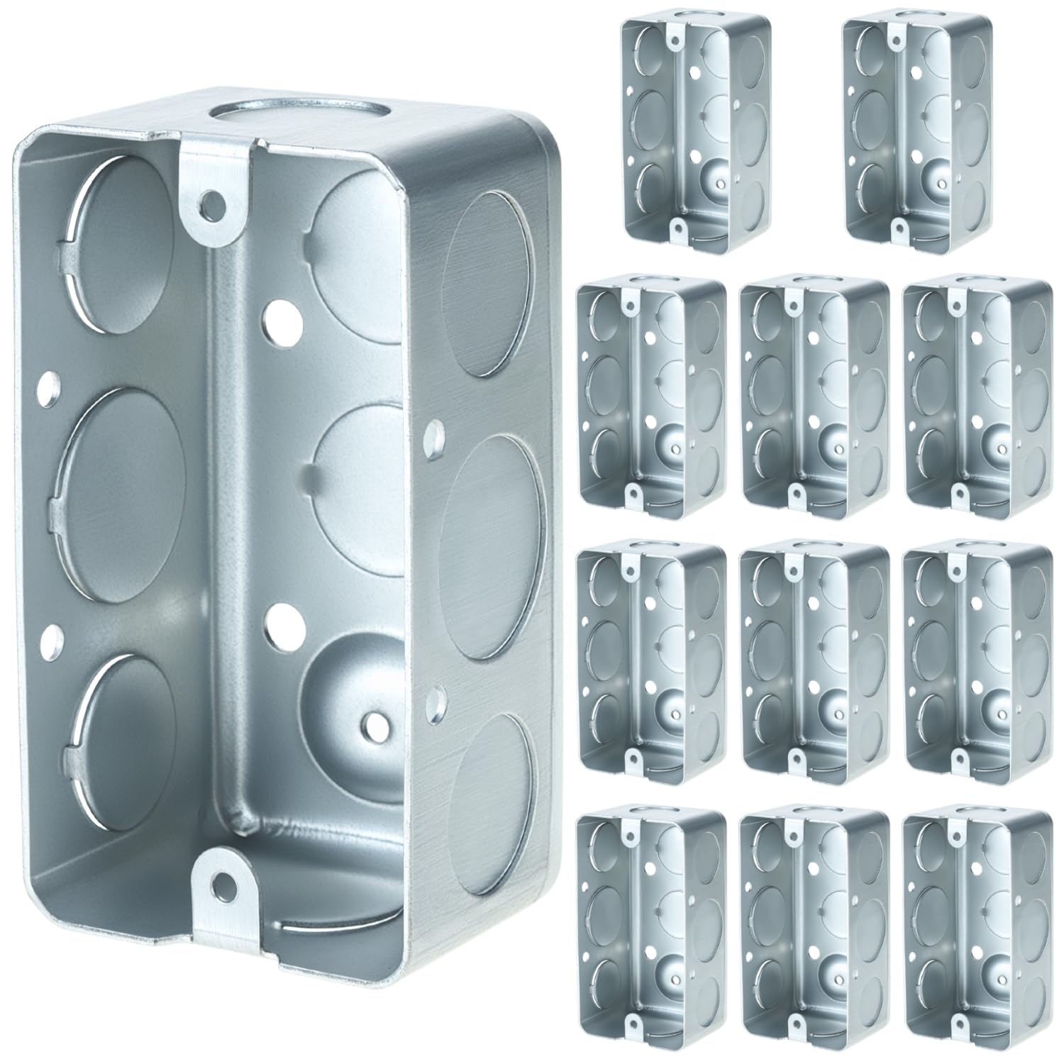 Electrical Box 12-Pack, 4x2 Inch Outlet Box,13 Cubic Inches, Ten 1/2 Inch Knockouts Electrical Box,1-7/8" V1258-DP02-C-2121