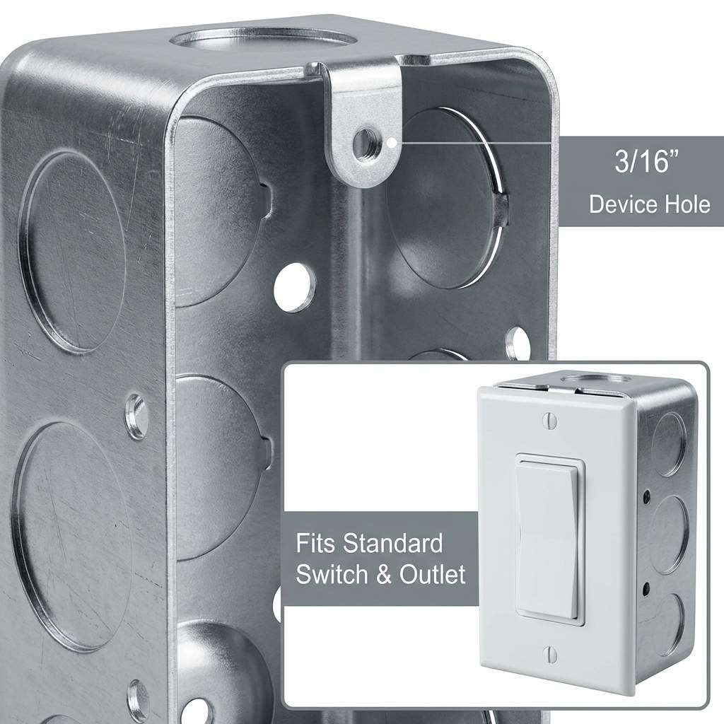 Electrical Box 12-Pack, 4x2 Inch Outlet Box,13 Cubic Inches, Ten 1/2 Inch Knockouts Electrical Box,1-7/8" V1258-DP02-C-2121
