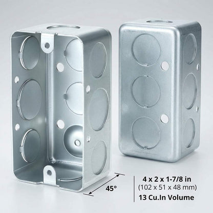 Electrical Box 12-Pack, 4x2 Inch Outlet Box,13 Cubic Inches, Ten 1/2 Inch Knockouts Electrical Box,1-7/8" V1258-DP02-C-2121