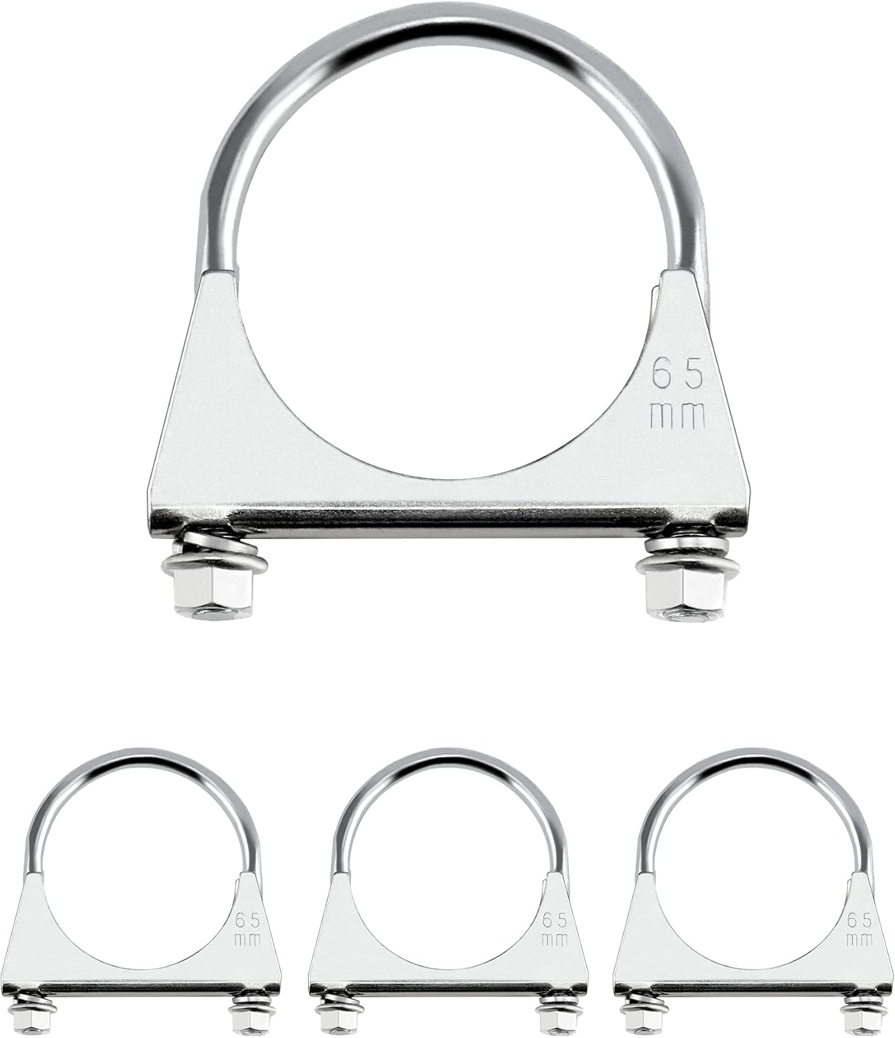 Zinc-Plated Carbon Steel U-Bolt Clamp 2.5" - 4 Pack Fits 2.5" OD Pipes for Exhaust, Muffler & Gate Connection V1258-DP02-C-2126