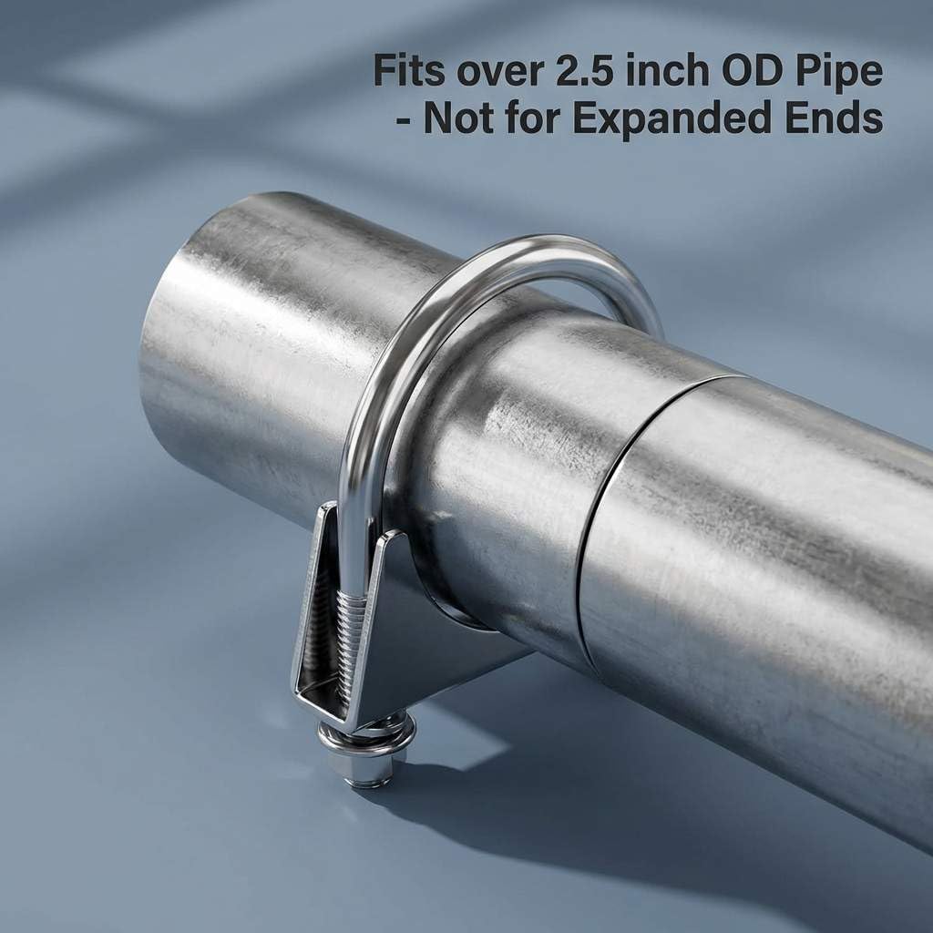Zinc-Plated Carbon Steel U-Bolt Clamp 2.5" - 4 Pack Fits 2.5" OD Pipes for Exhaust, Muffler & Gate Connection V1258-DP02-C-2126