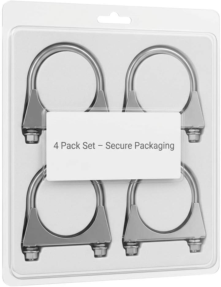 Zinc-Plated Carbon Steel U-Bolt Clamp 2.5" - 4 Pack Fits 2.5" OD Pipes for Exhaust, Muffler & Gate Connection V1258-DP02-C-2126