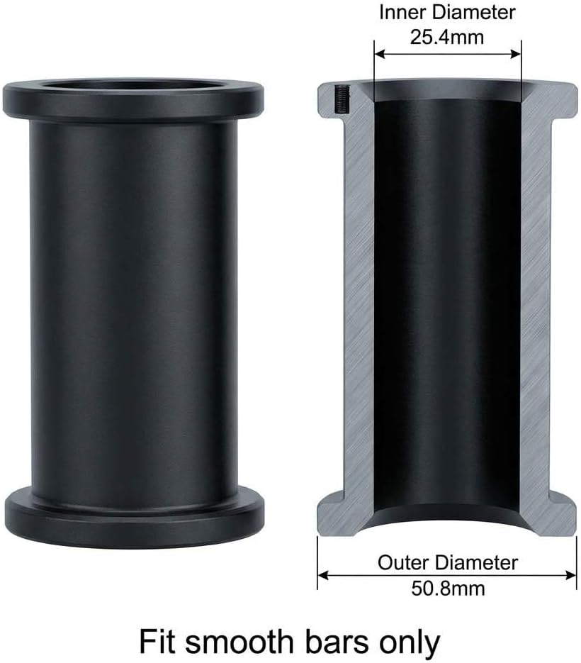 Adapter Sleeves 1" to 2" - 8" Length, 2 Pairs, 600 lbs Load, Locking Bolt & Caps for Racks, Bars & Plates V1258-DP02-C-2128
