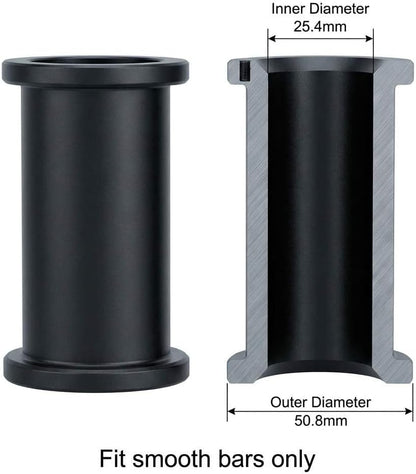 Adapter Sleeves 1" to 2" - 8" Length, 2 Pairs, 600 lbs Load, Locking Bolt & Caps for Racks, Bars & Plates V1258-DP02-C-2128