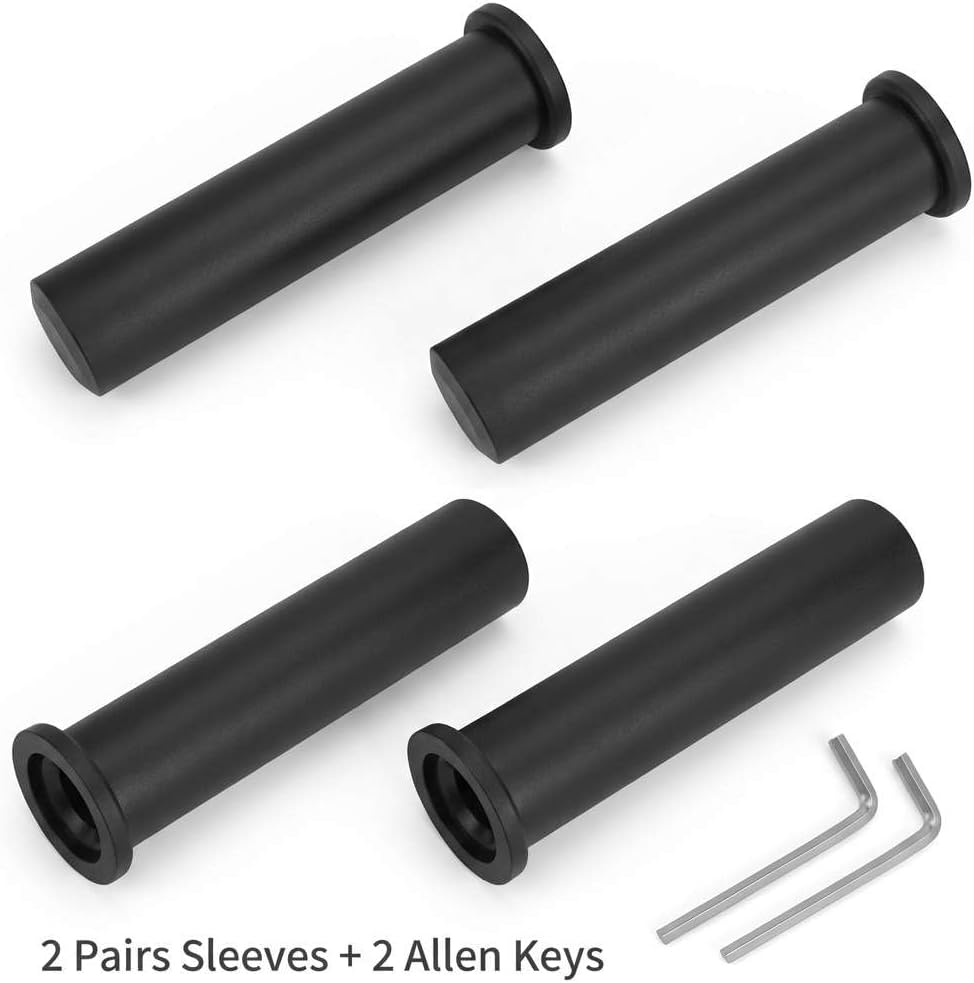 Adapter Sleeves 1" to 2" - 8" Length, 2 Pairs, 600 lbs Load, Locking Bolt & Caps for Racks, Bars & Plates V1258-DP02-C-2128