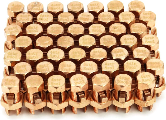 Grounding Split Bolt, 50 Pieces 4 Gauge 8 Gauge High Strength Split Bolt Connectors, Ground Wire Clamp, Solid V1258-DP02-C-2131