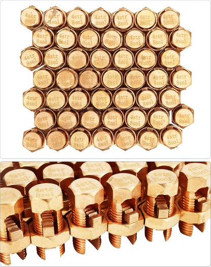 Grounding Split Bolt, 50 Pieces 4 Gauge 8 Gauge High Strength Split Bolt Connectors, Ground Wire Clamp, Solid V1258-DP02-C-2131