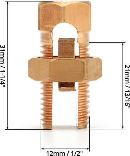 Grounding Split Bolt, 50 Pieces 4 Gauge 8 Gauge High Strength Split Bolt Connectors, Ground Wire Clamp, Solid V1258-DP02-C-2131