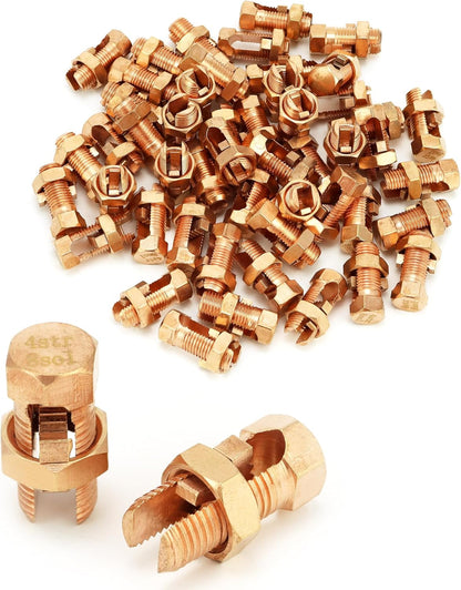 Grounding Split Bolt, 50 Pieces 4 Gauge 8 Gauge High Strength Split Bolt Connectors, Ground Wire Clamp, Solid V1258-DP02-C-2131