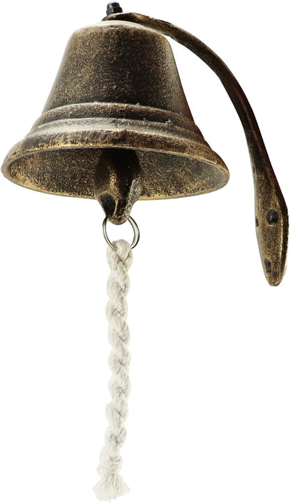 Cast Iron Vintage Hanging Bell - Loud Rustic Wall Bell for Farmhouse, Porch & Garden Entry V1258-DP02-C-2132