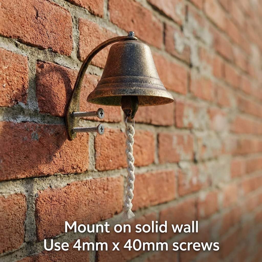 Cast Iron Vintage Hanging Bell - Loud Rustic Wall Bell for Farmhouse, Porch & Garden Entry V1258-DP02-C-2132