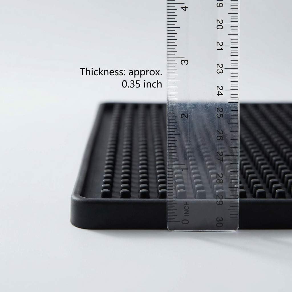 12"x6" Black Rubber Bar Mat - 6 Pack Non-Slip Drainage Pad for Coffee Stations, Home Bars & Kitchens V1258-DP02-C-2133