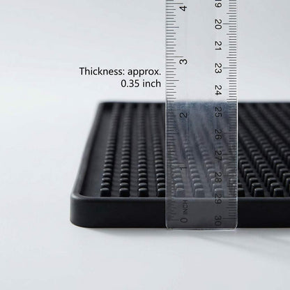 12"x6" Black Rubber Bar Mat - 6 Pack Non-Slip Drainage Pad for Coffee Stations, Home Bars & Kitchens V1258-DP02-C-2133