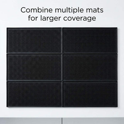 12"x6" Black Rubber Bar Mat - 6 Pack Non-Slip Drainage Pad for Coffee Stations, Home Bars & Kitchens V1258-DP02-C-2133