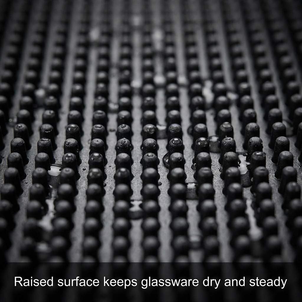 12"x6" Black Rubber Bar Mat - 6 Pack Non-Slip Drainage Pad for Coffee Stations, Home Bars & Kitchens V1258-DP02-C-2133