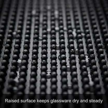 12"x6" Black Rubber Bar Mat - 6 Pack Non-Slip Drainage Pad for Coffee Stations, Home Bars & Kitchens V1258-DP02-C-2133